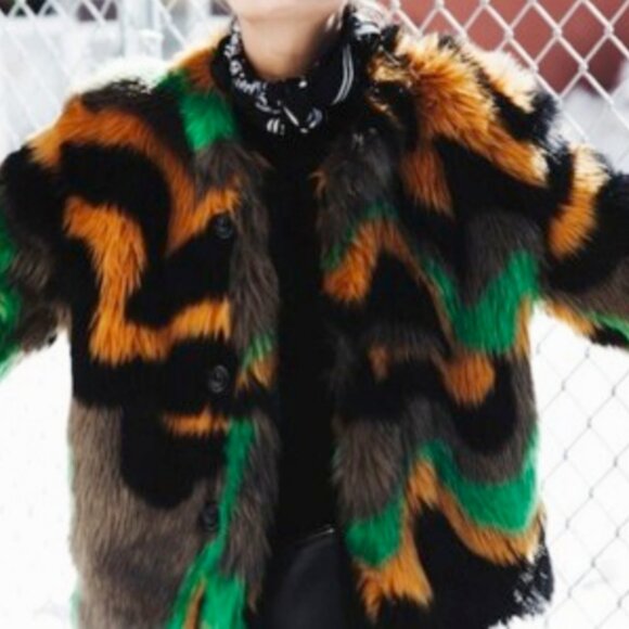Custo Barcelona Multicolor Faux Fur Jacket - Picture 3 of 7